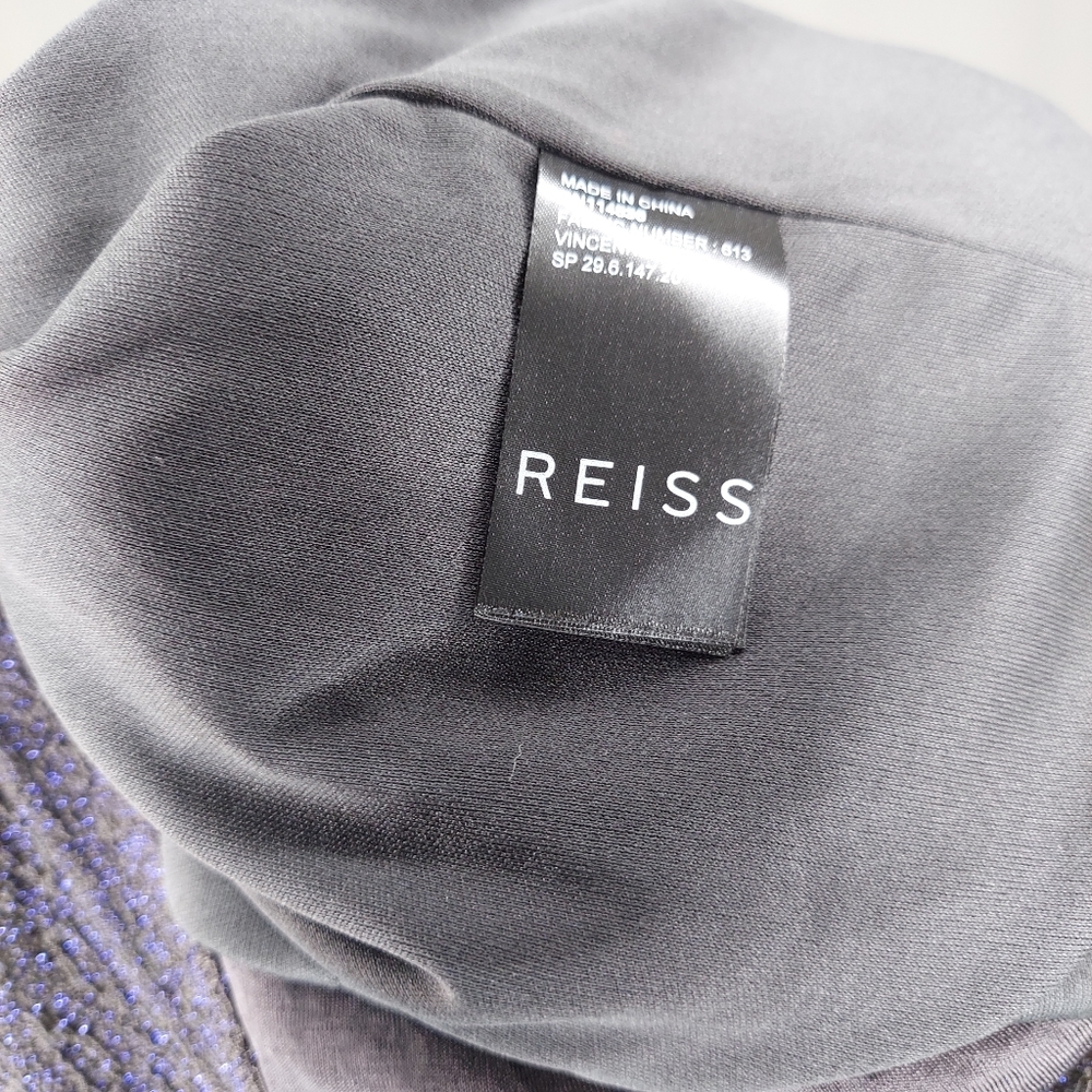 Reiss Dress Sleeveless Stretch Texture Sparkle Colorblock Wave Knit Sheath 8 - Picture 6 of 7